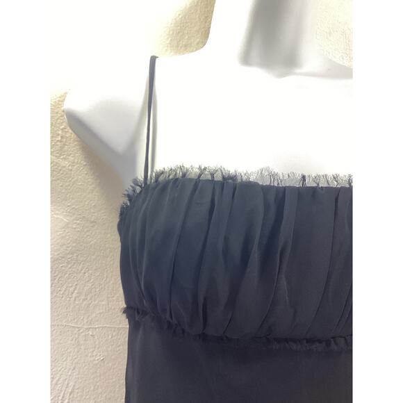 ABS Black Y2K Bias Cut Chiffon Silky 90's Evening Party Slip Dress 6 S Cocktail - Picture 2 of 6